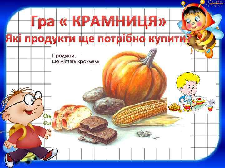 Гра « КРАМНИЦЯ» Які продукти ще потрібно купити? 