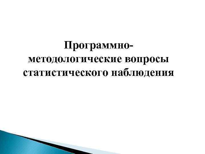 Программнометодологические вопросы статистического наблюдения 