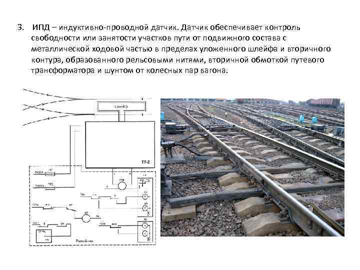 3. ИПД – индуктивно проводной датчик. Датчик обеспечивает контроль свободности или занятости участков пути