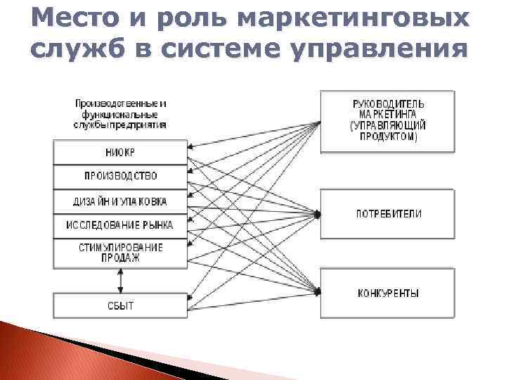 Место и роль маркетинговых служб в системе управления 