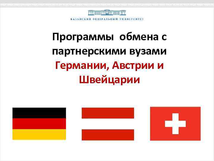 Программы обмена с партнерскими вузами Германии, Австрии и Швейцарии 