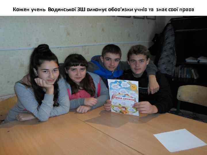 Кожен учень Водянської ЗШ виконує обов'язки учнів та знає свої права 