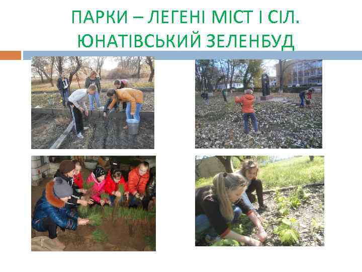 ПАРКИ – ЛЕГЕНІ МІСТ І СІЛ. ЮНАТІВСЬКИЙ ЗЕЛЕНБУД 