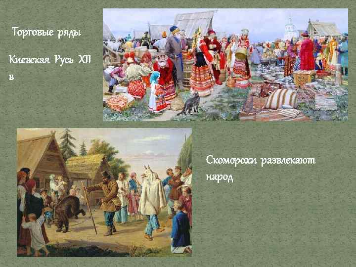 Торговые ряды Киевская Русь XII в Скоморохи развлекают народ 