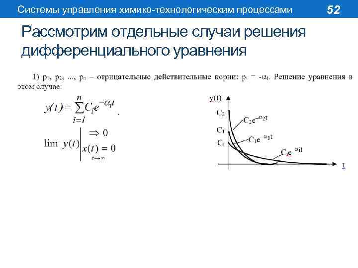 Системы управления химико-технологическим процессами Рассмотрим отдельные случаи решения дифференциального уравнения 52 