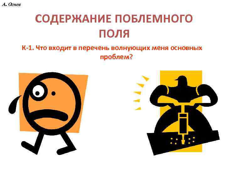 А. Огнев СОДЕРЖАНИЕ ПОБЛЕМНОГО ПОЛЯ К-1. Что входит в перечень волнующих меня основных проблем?