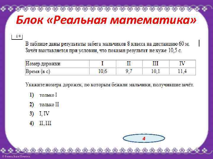 Блок «Реальная математика» 4 