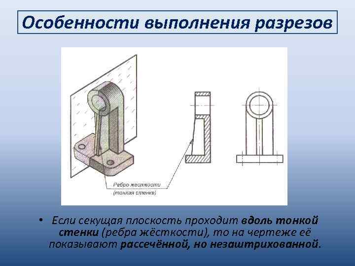 Разрез тонкой стенки на чертеже