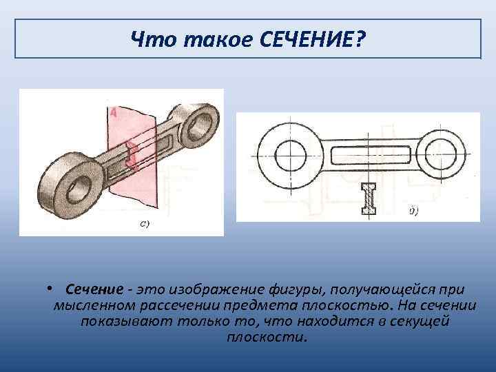 Что такое СЕЧЕНИЕ? • Сечение - это изображение фигуры, получающейся при мысленном рассечении предмета