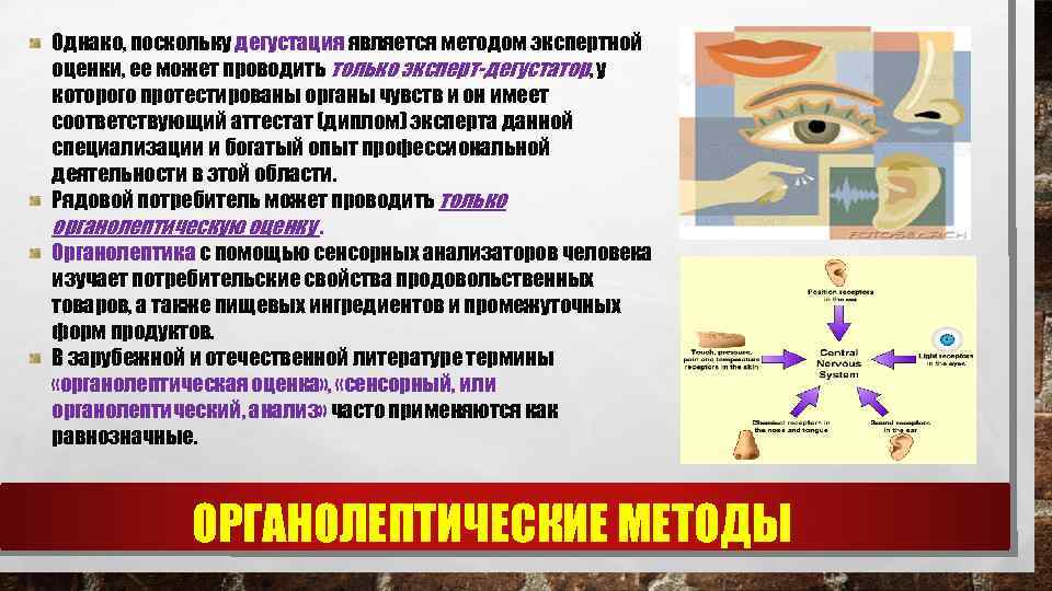 Однако, поскольку дегустация является методом экспертной оценки, ее может проводить только эксперт-дегустатор, у которого