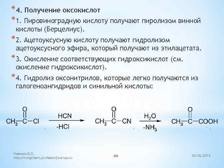 Синтез пировиноградной кислоты