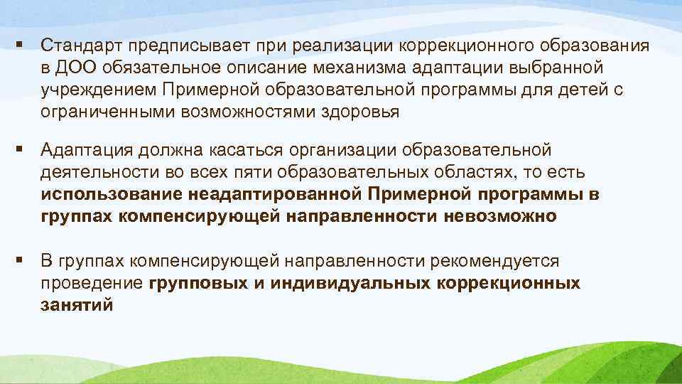 Описание обязательный. Принцип коррекционно-компенсирующей направленности образования.