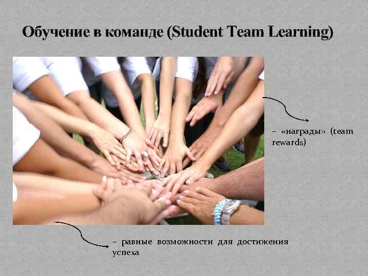 Обучение в команде (Student Team Learning) – «награды» (team rewards) – равные возможности для