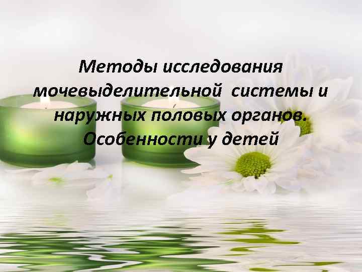 Методы исследования мочевыделительной системы и наружных половых органов. Особенности у детей 