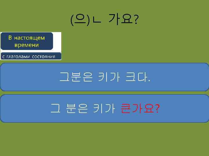 (으)ㄴ 가요? 그분은 키가 크다 그 분은 키가 큰가요? 