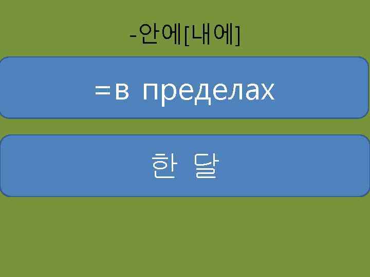 -안에[내에] =в пределах 한달 삼일 하루 두 시간 