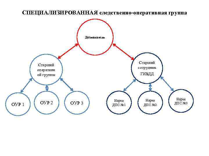 СПЕЦИАЛИЗИРОВАННАЯ следственно-оперативная группа Дознаватель Старший сотрудник Старший оперативн ой группы ОУР 1 ОУР 2