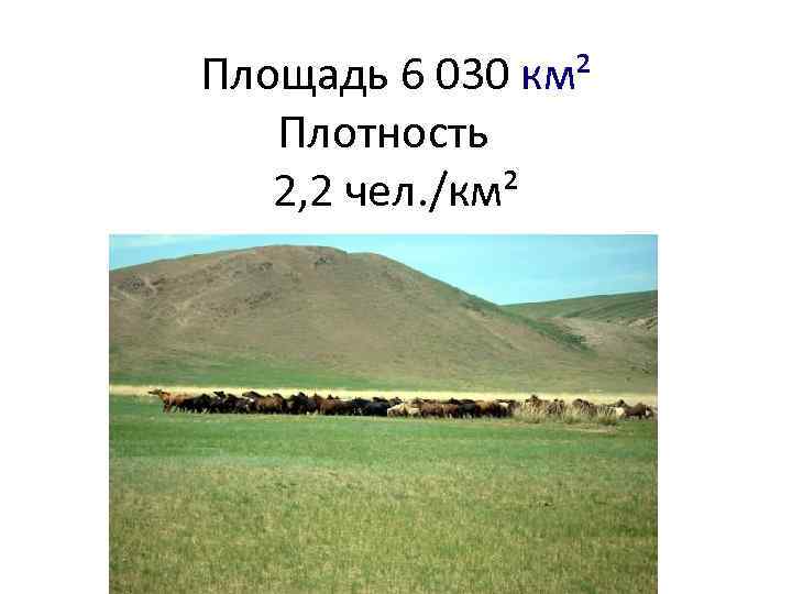 Площадь 6 030 км² Плотность 2, 2 чел. /км² 