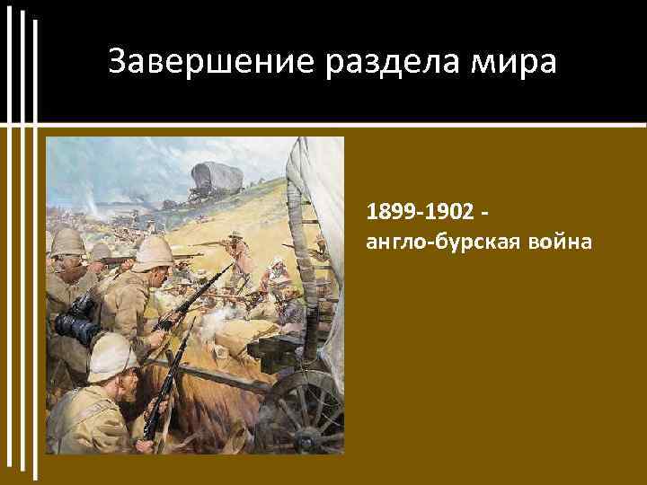 Завершение раздела мира 1899 -1902 англо-бурская война 