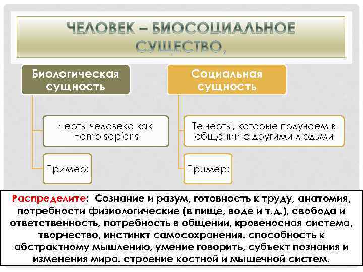 Биологической сущностью человека обусловлена его потребность в