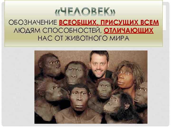 ОБОЗНАЧЕНИЕ ВСЕОБЩИХ, ПРИСУЩИХ ВСЕМ ЛЮДЯМ СПОСОБНОСТЕЙ, ОТЛИЧАЮЩИХ НАС ОТ ЖИВОТНОГО МИРА 