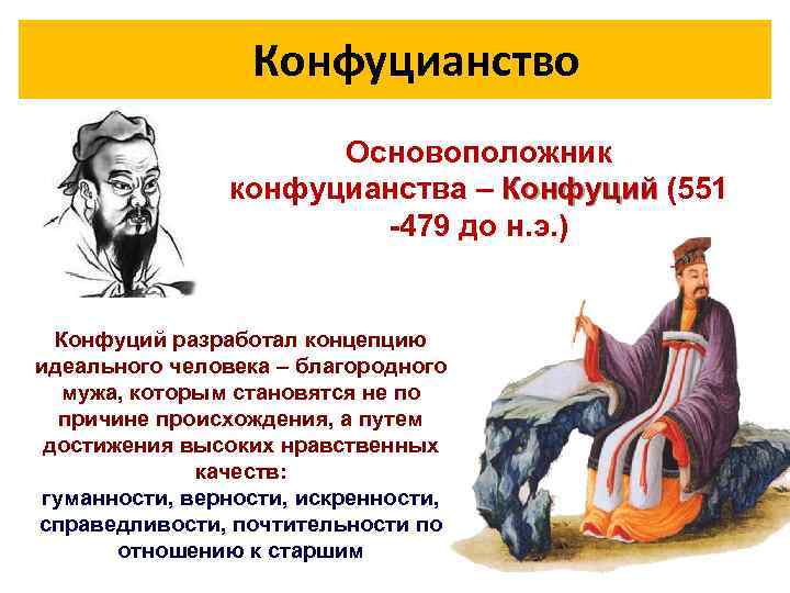  Конфуцианство Основоположник конфуцианства – Конфуций (551 -479 до н. э. ) Конфуций разработал