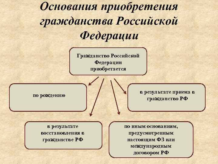 Понятие гражданства порядок приобретения и прекращения гражданства в рф презентация