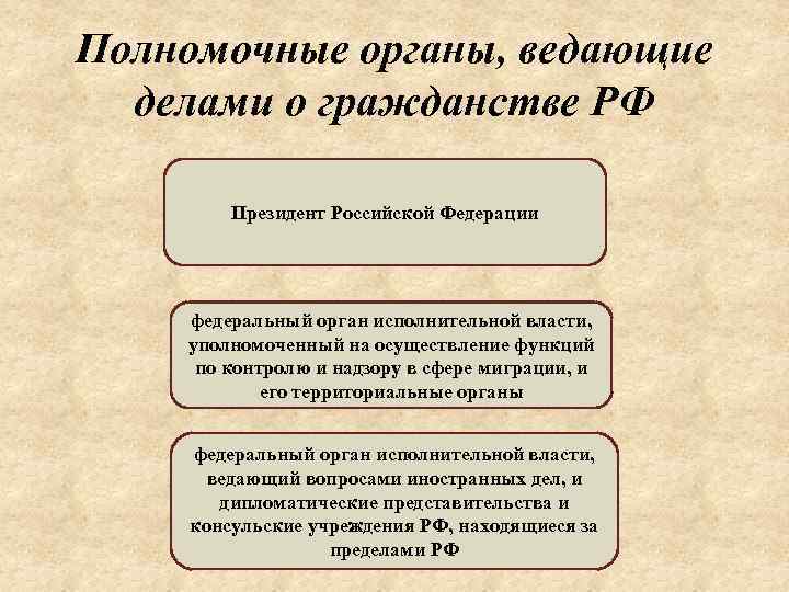 Полномочными органами ведающими о гражданстве являются