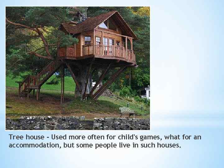 Tree house - Used more often for child's games, what for an accommodation, but