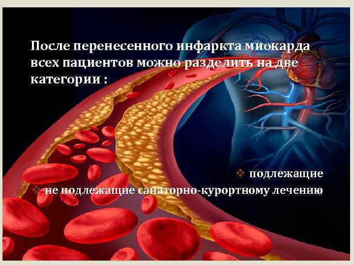 После перенесенного инфаркта миокарда всех пациентов можно разделить на две категории : v подлежащие