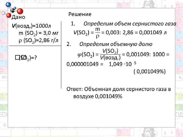 Дано V(возд. )=1000 л m (SO 2) = 3, 0 мг (SO 2)=2, 86