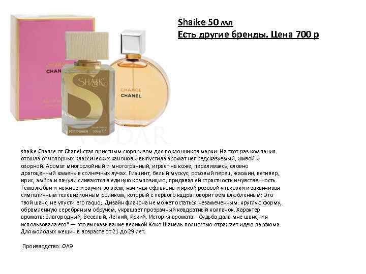 Shaike 50 мл Есть другие бренды. Цена 700 р shaike Chance от Chanel стал