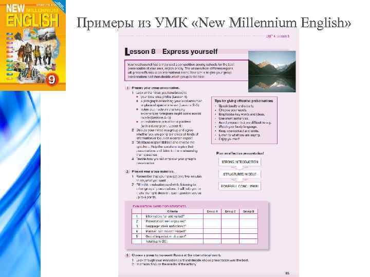 Примеры из УМК «New Millennium English» 