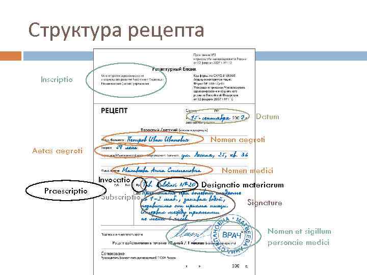 Структура рецепта