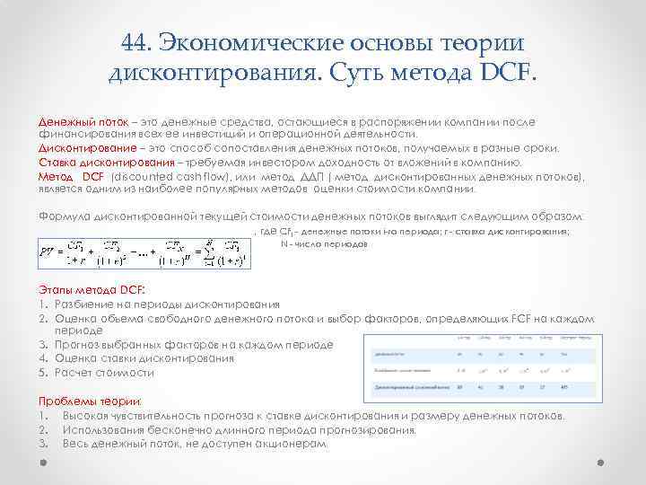 Общая схема работы оценщика по методу дисконтированных денежных потоков