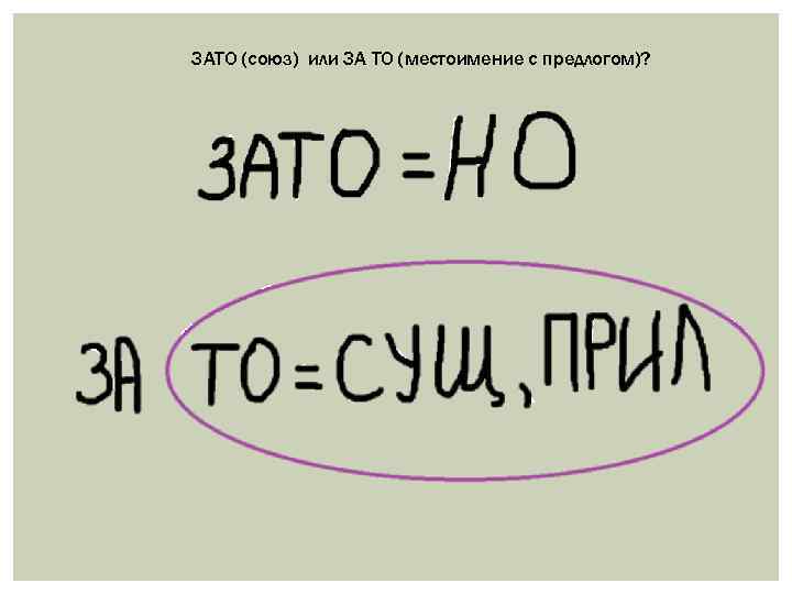 ЗАТО (союз) или ЗА ТО (местоимение с предлогом)? 