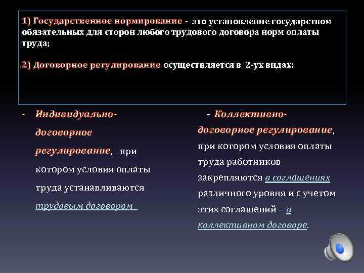 1) Государственное нормирование - это установление государством обязательных для сторон любого трудового договора норм