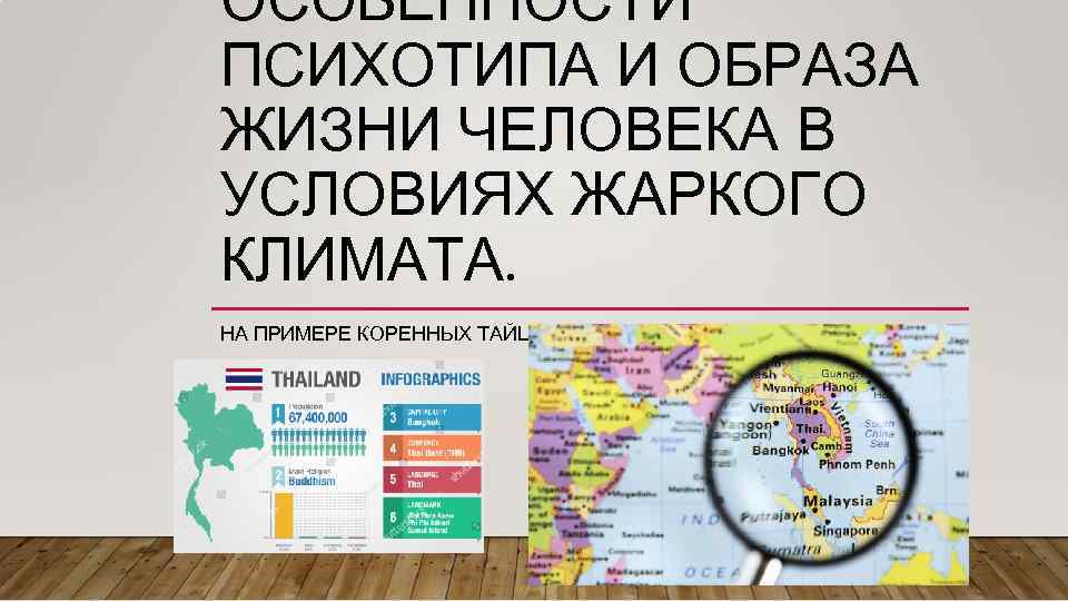 ОСОБЕННОСТИ ПСИХОТИПА И ОБРАЗА ЖИЗНИ ЧЕЛОВЕКА В УСЛОВИЯХ ЖАРКОГО КЛИМАТА. НА ПРИМЕРЕ КОРЕННЫХ ТАЙЦЕВ