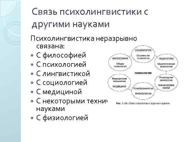 Связь психолингвистики с другими науками Психолингвистика неразрывно связана: С философией С психологией С лингвистикой