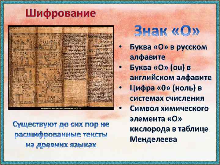 Шифрование • Буква «О» в русском алфавите • Буква «О» (ou) в английском алфавите