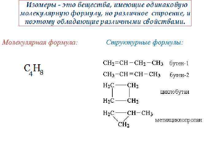 Молекулярная формула: Структурные формулы: 