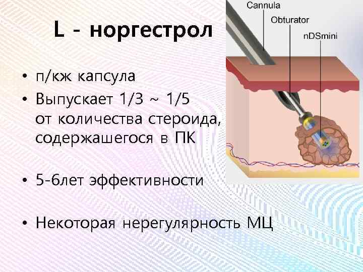 L - норгестрол • п/кж капсула • Выпускает 1/3 ~ 1/5 от количества стероида,