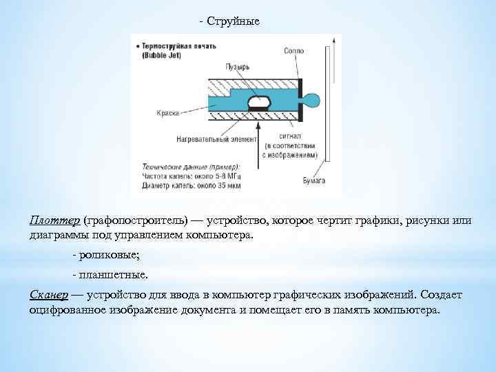  Струйные Плоттер (графопостроитель) — устройство, которое чертит графики, рисунки или диаграммы под управлением