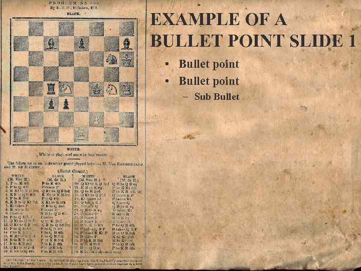 EXAMPLE OF A BULLET POINT SLIDE 1 • Bullet point – Sub Bullet 