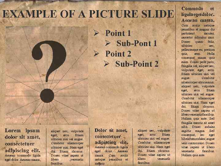 EXAMPLE OF A PICTURE SLIDE Ø Point 1 Ø Sub-Pont 1 Ø Point 2