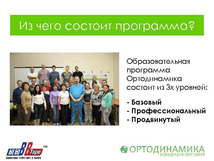 Из чего состоит программа? Образовательная программа Ортодинамика состоит из 3 х уровней: - Базовый