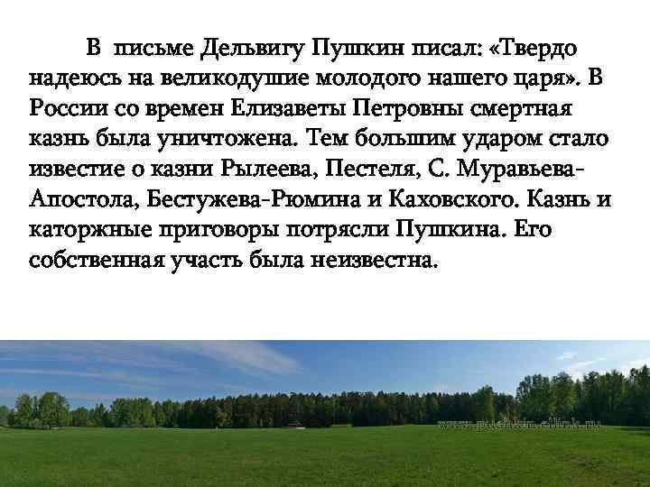  В письме Дельвигу Пушкин писал: «Твердо надеюсь на великодушие молодого нашего царя» .