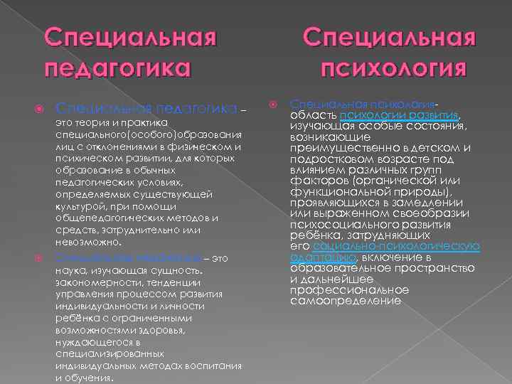 Специальная педагогика – это теория и практика специального(особого)образования лиц с отклонениями в физическом и