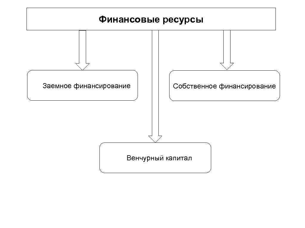 Финансовые ресурсы Заемное финансирование Собственное финансирование Венчурный капитал 