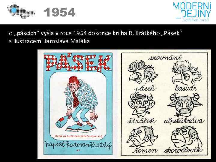 1954 o „páscích“ vyšla v roce 1954 dokonce kniha R. Krátkého „Pásek“ s ilustracemi